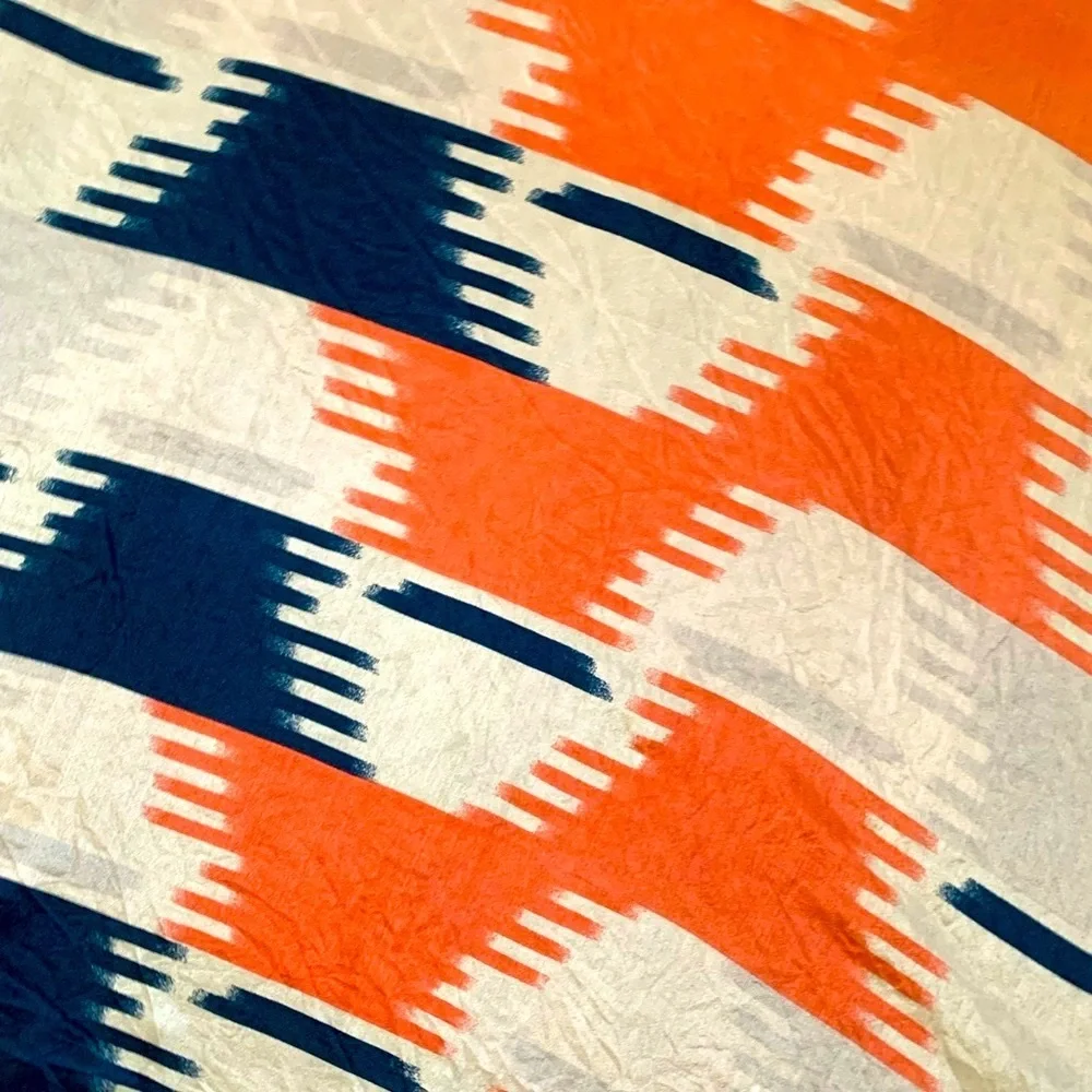 Kenzie Vibrant Orange and Blue Patterned silk Scarf
